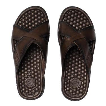 Imagem de Chinelo Masculino Pegada Couro Anilina Duas Tiras Marrom-Masculino
