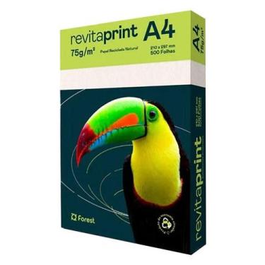 Imagem de Papel Sulfite A4 75g 500 Folhas Reciclado Natural New - Revita Print -