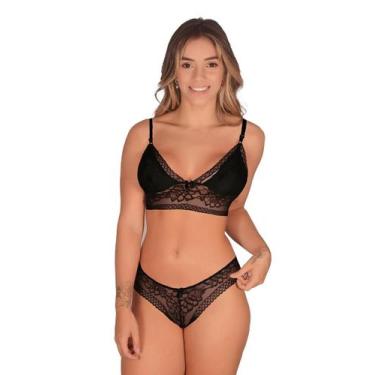 Imagem de Conjunto renda sem bojo calcinha soutien sutiã dia a dia confortável M