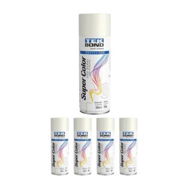 Imagem de Kit 5 Tinta Spray Uso Geral Branco Brilhante 350ml - Tekbond