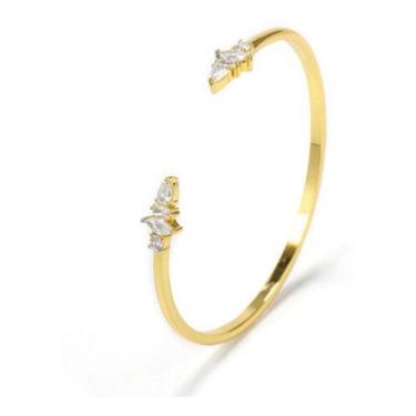 Imagem de Pulseira Bracelete Dourada Com Zircônia Noiva Debutante Gota - De Cast