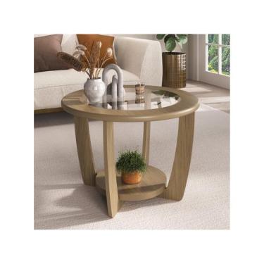 Imagem de Mesa de Centro Redonda 60cm Curve Artely, Carvalho
