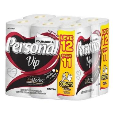 Imagem de Papel Higiênico Personal Vip Folha Dupla 12 Rolos 30m Maciez Com Extra