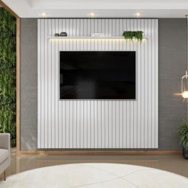 Imagem de Painel Ripado para TV até 75 Polegadas com LED MDF 223cmx240cm Trento 