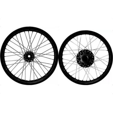 Imagem de Par Rodas Aros Pretos Cubos Pretos Xtz 150 Crosser Raios 4mm - Tork