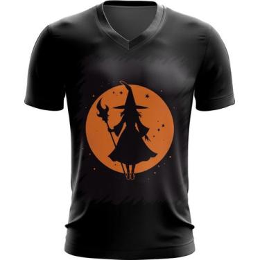Imagem de Camiseta Gola V Bruxa Halloween Laranja Festa 4 - Kasubeck Store, INF 
