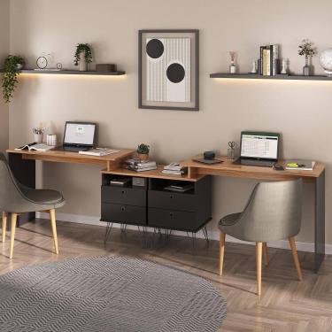 Imagem de Conjunto Para Escritório 2 Escrivaninhas Plus Olmo/Grafito Artany