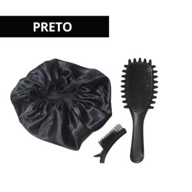 Imagem de Kit Onda Escova Onda, Touca De Cetim e Clip Separador de Mechas Fitage