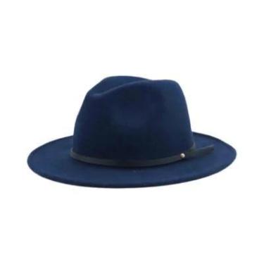 Imagem de Chapéu Fedora Vintage Unissex De Lã Com Aba Larga 54-56-60CM Elegante 