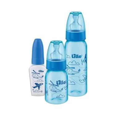Imagem de Kit Mamadeira Lillo Fase 2 Silicone Orto Cores Divertida C/3un Azul