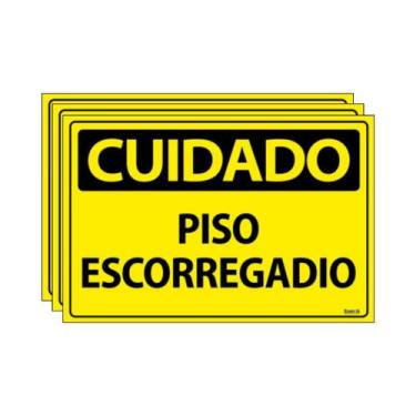 Imagem de Combo 3 Placas De Sinalização Cuidado Piso Escorregadio 30x20 Ecom IA 