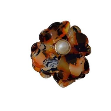 Imagem de Mini Piranha de Flor Marmorizada com Pérola para Cabelo - Pistache Ace