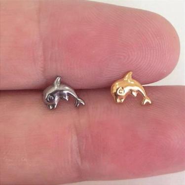 Imagem de Labret em Titânio com Design de Golfinho - 1,2mm - no-brand, 8mm