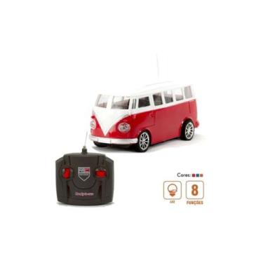Imagem de Carrinho de Controle Remoto Brinquedo Kombi Clássica com Luz - Vermelh
