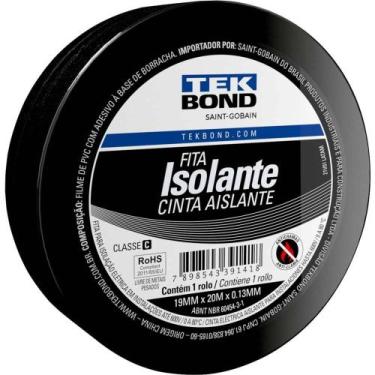Imagem de Fita Isolante, 19,0 mm x 20 m, Preta, Tekbond