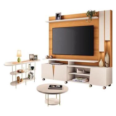 Imagem de Estante Home Theater Virtus Cinamomo Off White Com Mesa De Centro Sky 