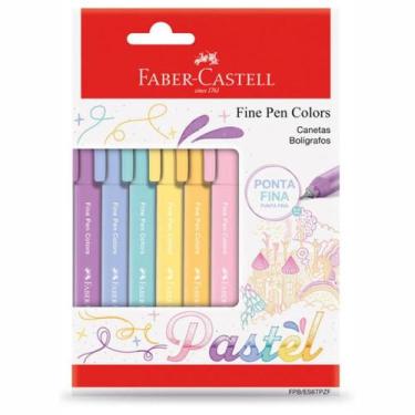 Imagem de Caneta Hidrográfica FaberCastell Fine Pen 0.4mm Pastel Kit 6 Cores Pon