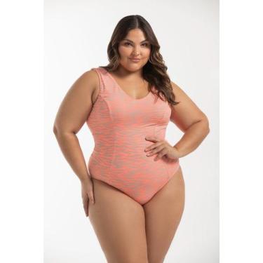 Imagem de Maiô Regata Com recortes Estampado Plus Size - Cor De Cacau, 54, Zebra
