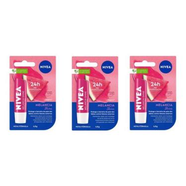 Imagem de Kit 3 Protetor Labial Nivea Melancia Shine 4,8g - Nivea
