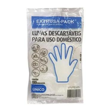 Imagem de Luva Descartável de Polietileno 100 Un Transparente  Extrusa-Pack