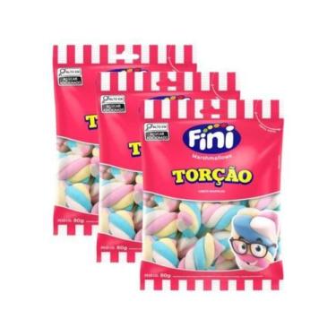 Imagem de Kit 3 Marshmallows Fini Torção Sabor Baunilha 80g