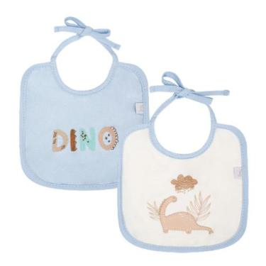 Imagem de Kit Babadores Bebê 2 Pçs Dino Azul Menino Bordados - Hug