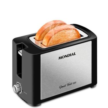 Imagem de Tostador de Pães Smart Toast Mondial Preto Inox 800W T13, 220V