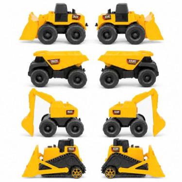 Imagem de Kit 8 Mini Tratores de Brinquedo Carrinho Caçamba Escavadeira Pá Carre