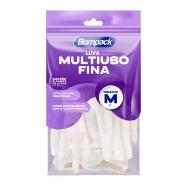 Imagem de Luva Multiuso Fina de Látex Bompack - 5 Pares, M
