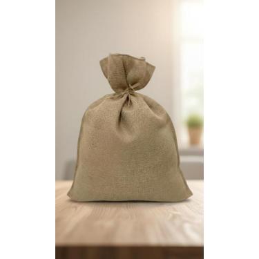 Imagem de Kit 20 Sacos de Juta 15x20cm Cru com Cordão - Congratulations Store