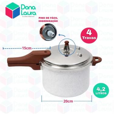 Imagem de Panela de Pressão Blinox Tampa 4 Travas 4,2L Bege Vanilla Indução - DO