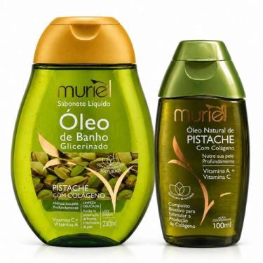 Imagem de Kit Muriel Pistache Com Colágeno: Óleo de Banho 230ml e Óleo Corporal 