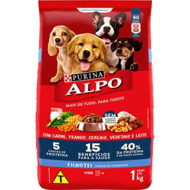Imagem de Ração Seca Nestlé Purina Alpo Carne, Frango, Cereais, Vegetais e Leite para Cães Filhotes - 1 Kg