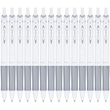 Imagem de PILOT Caneta esferográfica Acroball PureWhite com tinta avançada recarregável e retrátil com detalhes em prata, ponta fina, tinta preta, pacote com 14 (14694)