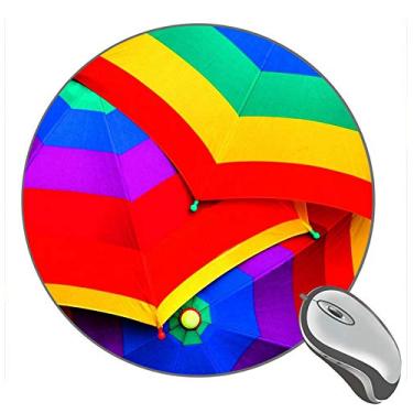 Imagem de Mouse pad redondo com guarda-chuvas coloridos, mouse pads personalizados para jogos