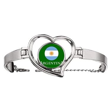 Imagem de N/A N/A Pulseira de futebol argentino com bandeira sul-americana coração joia pulseira de arame, medium, metal