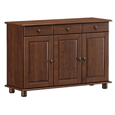 Imagem de Balcão Armário Madeira Baixo 3 Portas Gavetas 2 Prateleiras Organizador Cozinha Sala De Estar Marrom