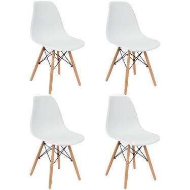 Imagem de Kit 4 Cadeiras Charles Eames Eiffel Wood Design Branca Preta Cinza Out