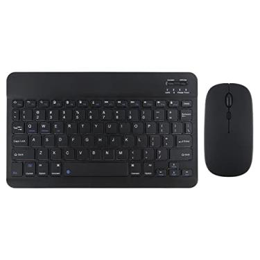 Imagem de Babaobox 10 polegadas portátil BT teclado mouse combinação 78 teclas mini teclado recarregável 3 engrenagens DPI mouse ajustável amplamente compatível (black)