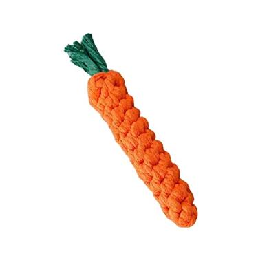Imagem de SM SunniMix Brinquedo de corda de mastigar para cães mastigadores agressivos brincando de cachorro brinquedo de dentição treinamento interativo suprimentos para animais de estimação brinquedo de mordida de algodão resistente à mordida, cenoura 22 cm x 3 cm