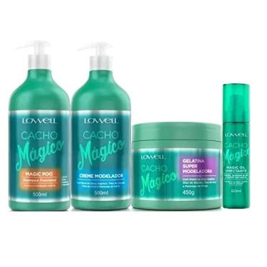 Imagem de Kit Cacho Mágico Shampoo + Creme Modelador 500ml + Gelatina 450g + Óleo 60ml Lowell