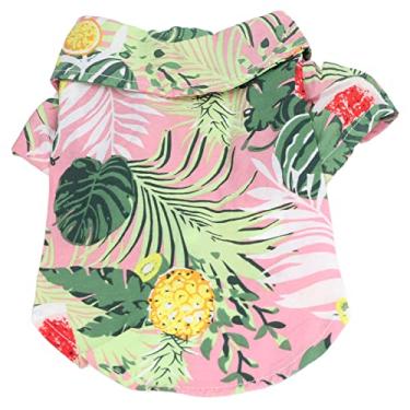 Imagem de HEEPDD Camisa para animais de estimação, camisas havaianas para cães de estimação camisa havaiana legal flor de verão camisa de abacaxi de algodão respirável para animais de estimação cão havaiano camiseta de verão para gatos cães coelhos