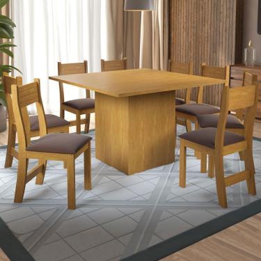 Conjunto Sala De Jantar Mesa 1.600mm Tampo Mdf 6 Cadeiras Zuri Casa 812