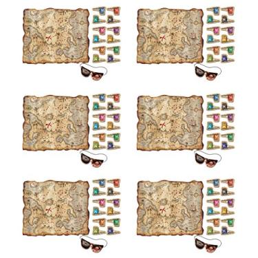 Imagem de Beistle, 6 jogos de festa com mapa do tesouro de pirata, folhas de jogo de 38,7 cm x 47 cm