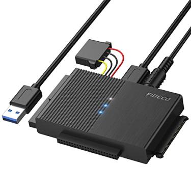 Imagem de FIDECO Adaptador USB 3.0 para SATA ou IDE, cabo adaptador de disco rígido universal para HDD/SSD SATA de 2,5/3,5 polegadas e HDD IDE com adaptador de alimentação de 12 V