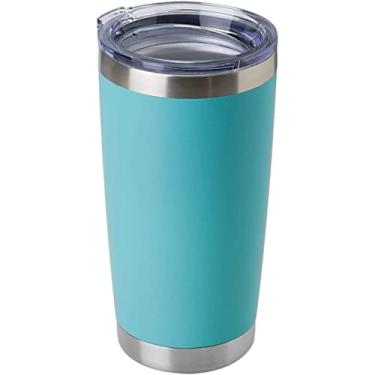 Imagem de Outty Copo Rambler de 590 ml, aço inoxidável, isolado a vácuo com tampa MagSlider e Canudo, Azul Claro