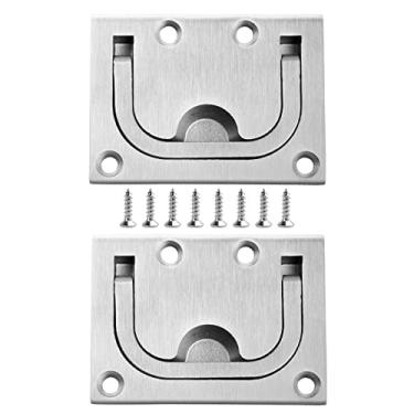 Imagem de Pacote com 2 argolas de aço inoxidável 316 da Teantech, alças de puxador para barco, alça de puxar com parafusos de montagem, alças rebaixadas para barco, deck de alça, alça de escotilha ou outros móveis domésticos, etc.