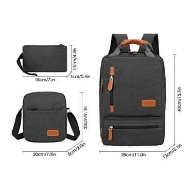 Imagem de Tingpai Mochila com 3 peças Mochila Masculina Laptop Mochila Bolso Pequeno pa Viagem Escola T balho T balho Faculdade e até 14,5 polegadas