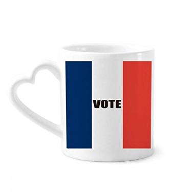 Imagem de Caneca voto da bandeira da França para as eleições gerais café cerâmica copo de coração de vidro