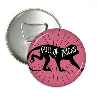 Imagem de Emblema multifuncional com desenho de macaco preto, abridor de garrafas natural, ímã de geladeira, contorno de animal